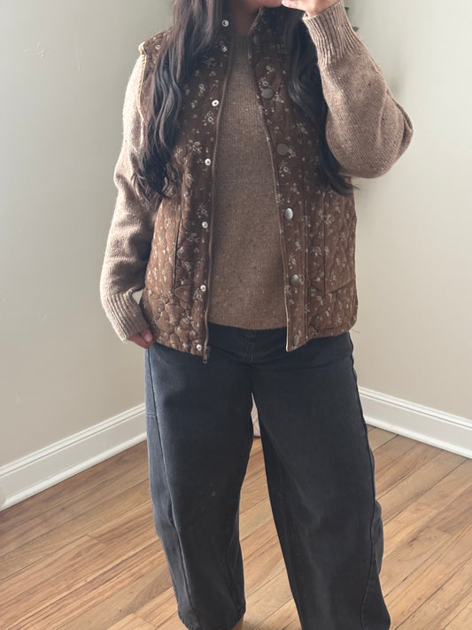 FLORAL QUILTED PUFFER VEST