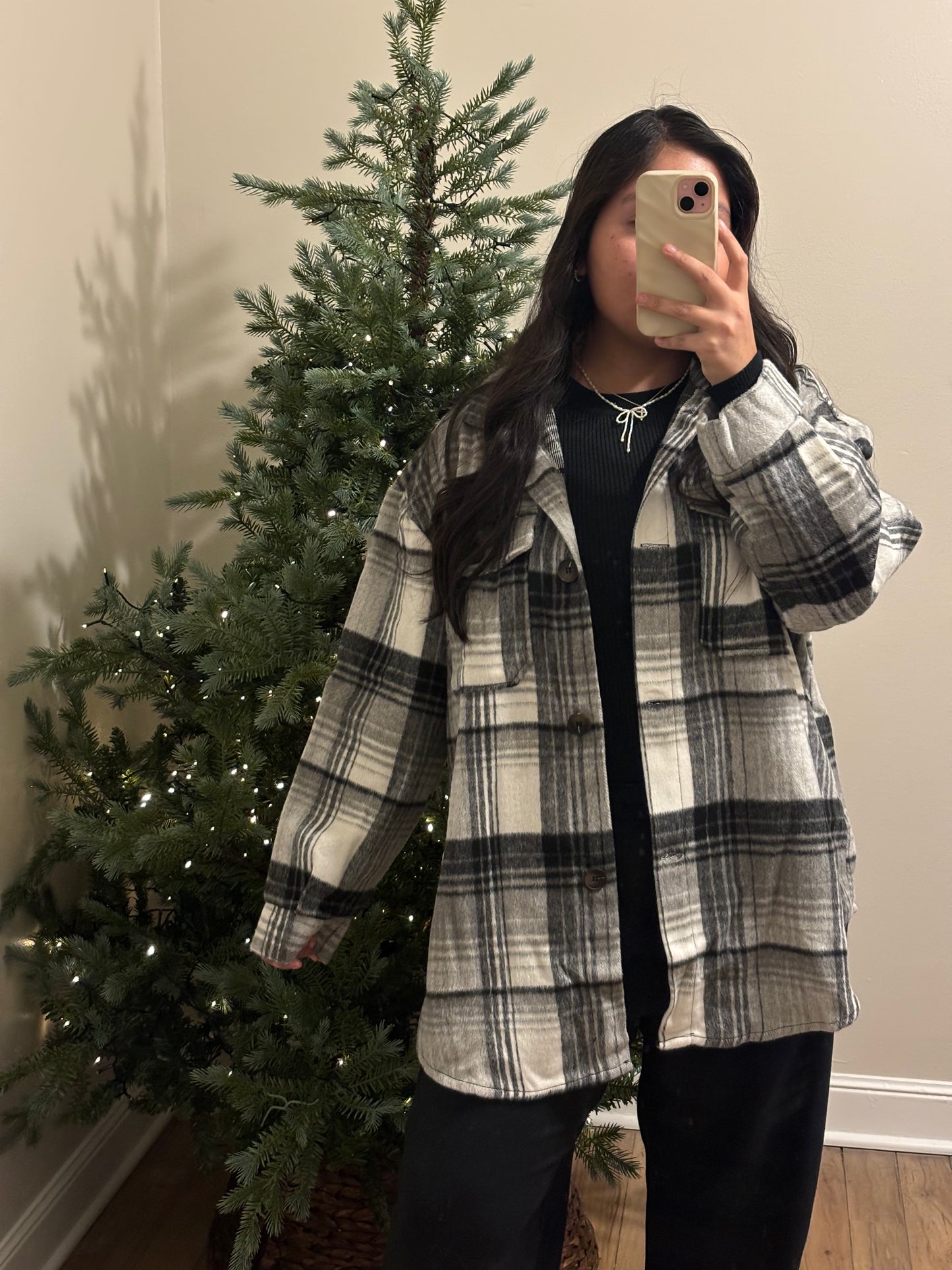 Brushed Plaid Oversized Shacket