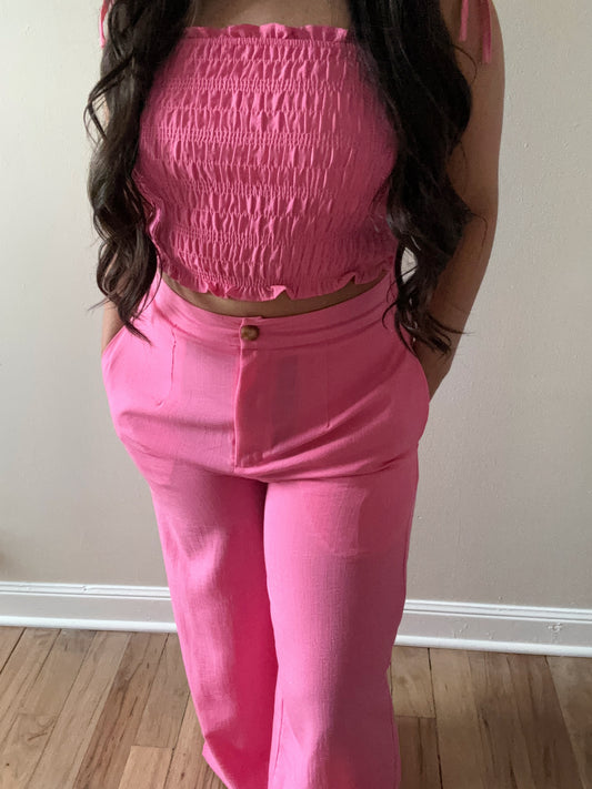 High Waist Wide Split Leg Dress Pants